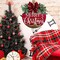 Merry Christmas Wreath Hanging Sign for Front Door, Wooden Welcome Wreaths Sign with Bow for Holiday Rustic Farmhouse Outdoor Wall Window Decor (Merry Christmas)